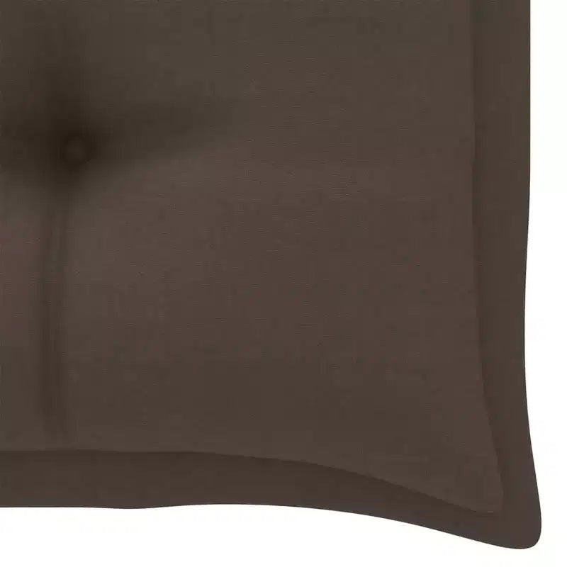 vidaXL Banc de jardin en teck massif avec coussin taupe – 112 cm, mobilier d'extérieur résistant aux intempéries et finition lisse et finement poncée