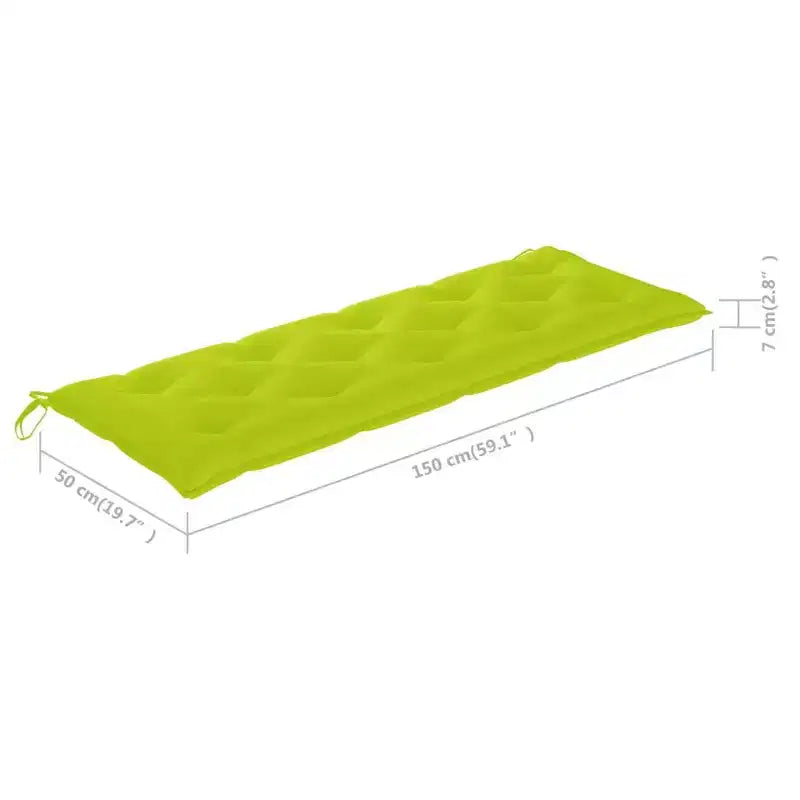 vidaXL Banc de jardin 3 places en bois d'eucalyptus massif avec coussin vert vif - Mobilier d'extérieur ergonomique pour jardins, terrasses