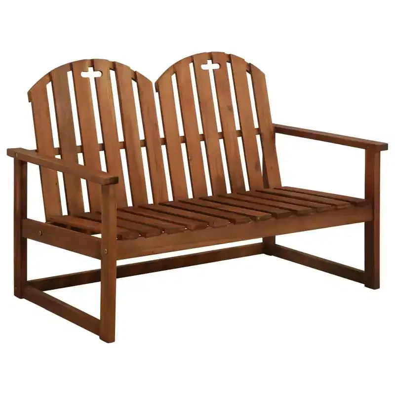 vidaXL Banc de jardin en bois, 110 cm, Bois d'acacia massif, Banc deux places d'extérieur avec accoudoirs et dossier, Marron