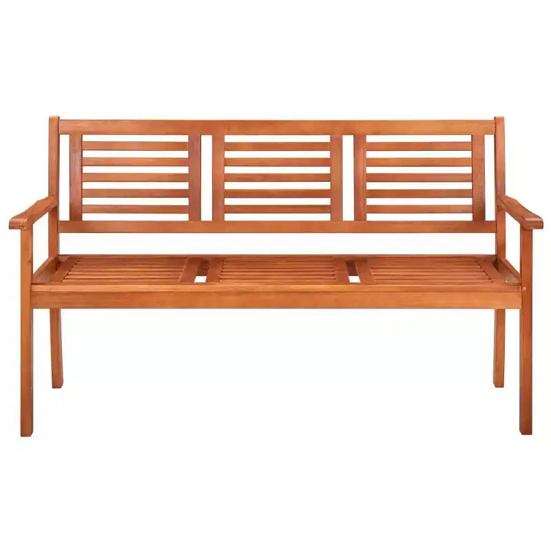 vidaXL Banc de jardin 3 places - Eucalyptus massif avec coussin - Design ergonomique - Finition huilée facile à nettoyer - Coussin vert - 150 cm de large