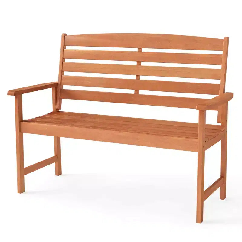 Banc de jardin en bois Costway, causeuse de terrasse 2 places avec dossier à lattes, naturel