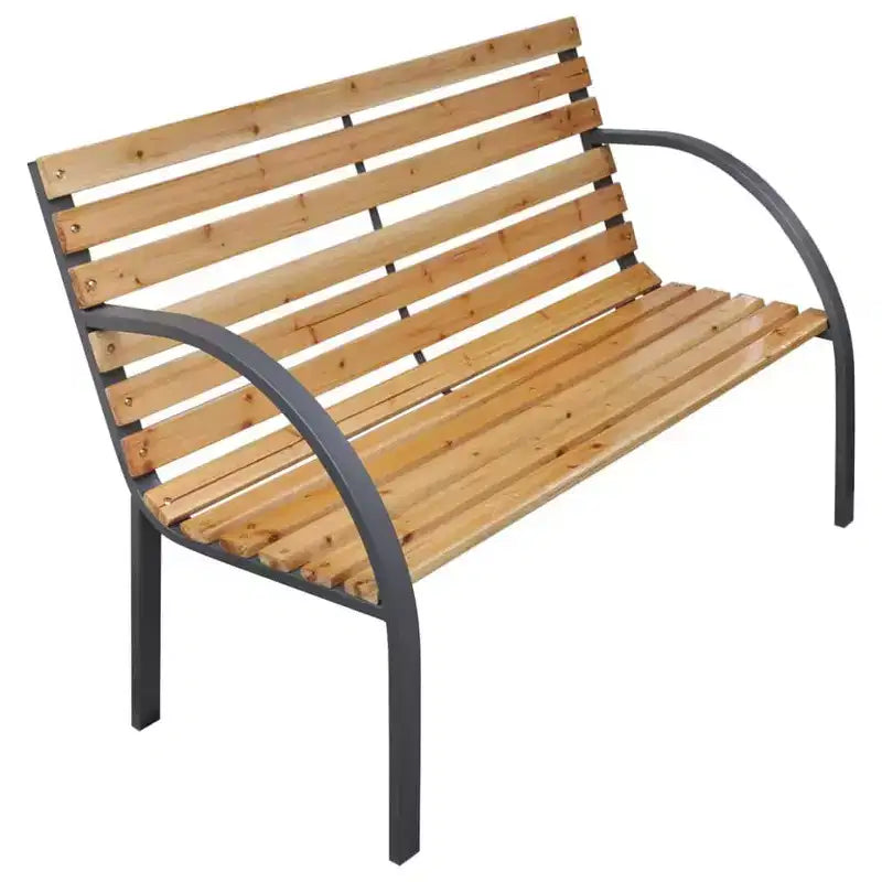 vidaXL Banc de jardin en sapin massif 112 cm - Style industriel - Assise extérieure durable, confortable et sûre - Parfait pour le jardin/la terrasse/la pelouse