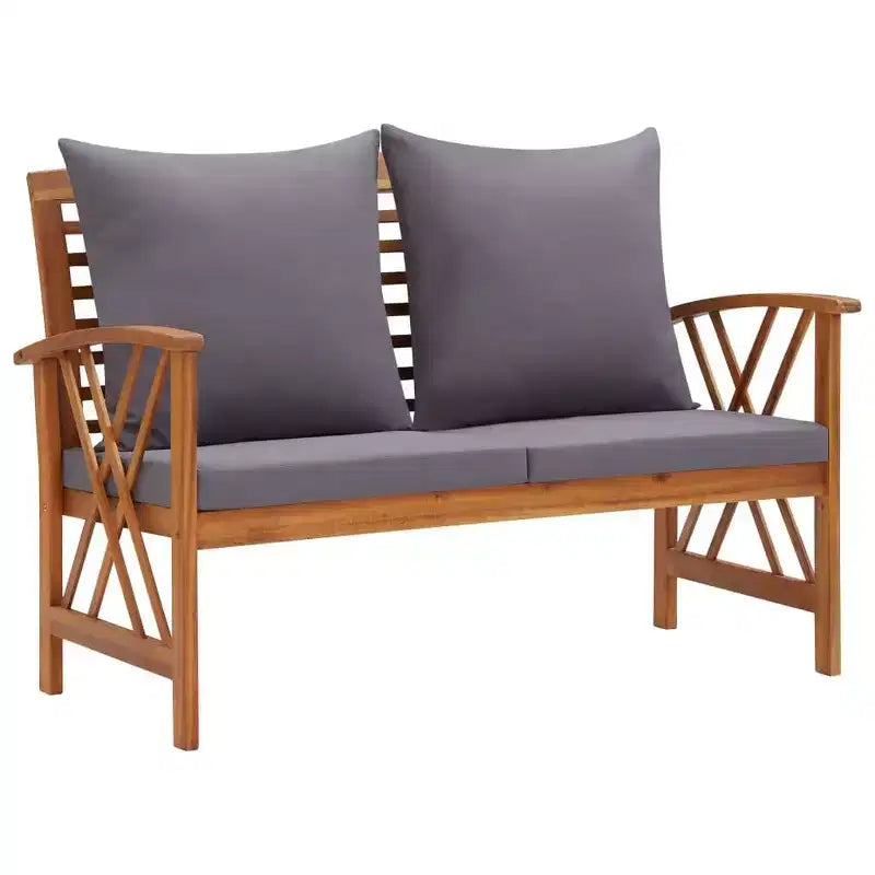 vidaXL Banc de jardin finition bois d'acacia et coussins gris foncé
