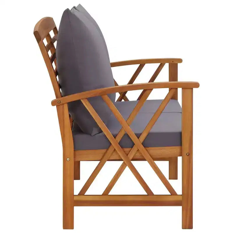 vidaXL Banc de jardin finition bois d'acacia et coussins gris foncé