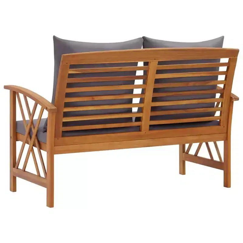 vidaXL Banc de jardin finition bois d'acacia et coussins gris foncé