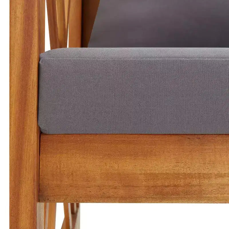 vidaXL Banc de jardin finition bois d'acacia et coussins gris foncé