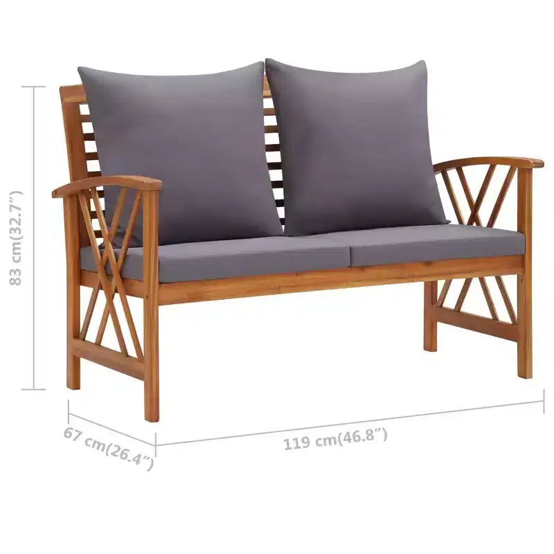 vidaXL Banc de jardin finition bois d'acacia et coussins gris foncé