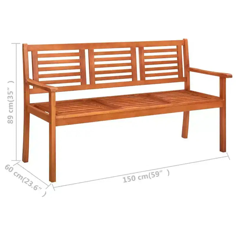 vidaXL Banc de jardin à 3 places avec coussin, en eucalyptus durable, design ergonomique confortable, avec coussin bleu roi