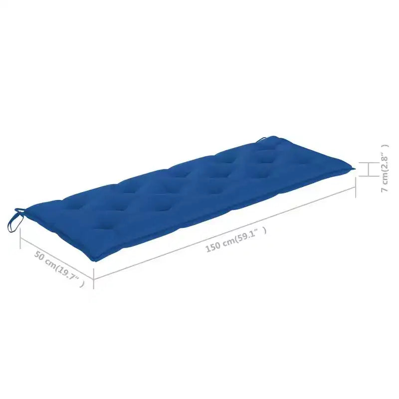 vidaXL Banc de jardin à 3 places avec coussin, en eucalyptus durable, design ergonomique confortable, avec coussin bleu roi