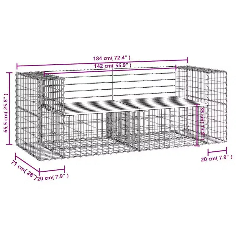 vidaXL Banc de jardin Bois naturel Bois de pin massif, Acier galvanisé