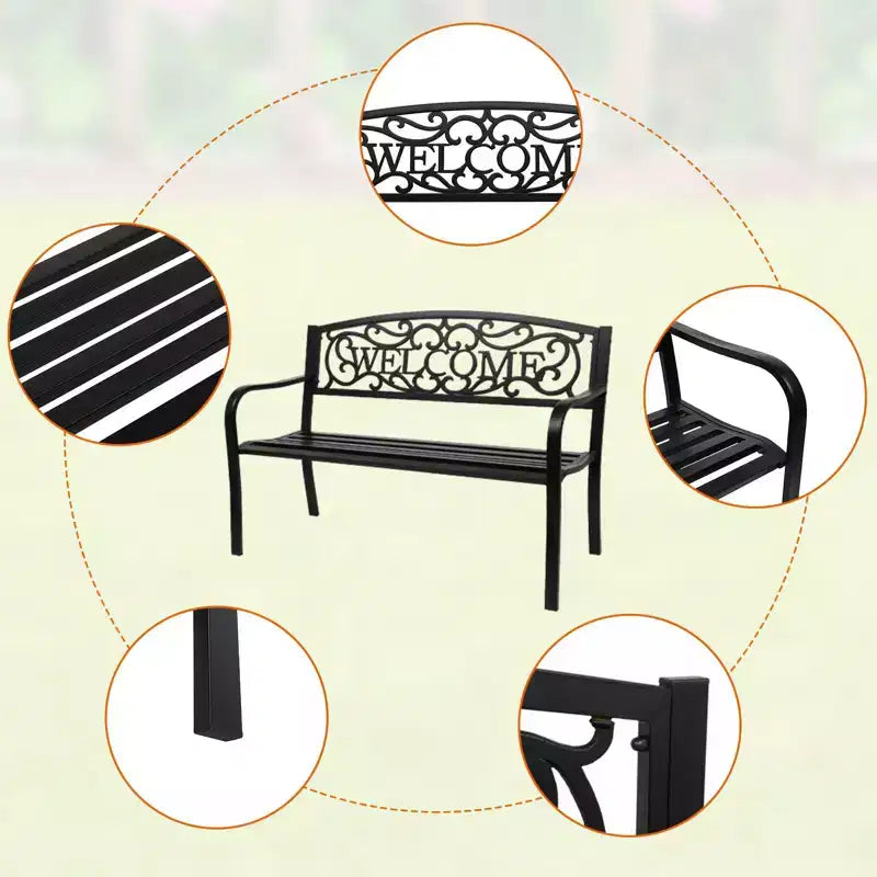 Karl Home | Banc d'extérieur en fer noir de 47 po