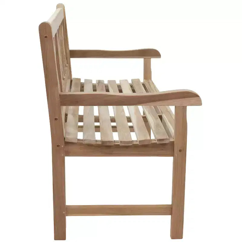 Banc de jardin d'extérieur en teck avec dossier croisé Sunnydaze pour 2 personnes