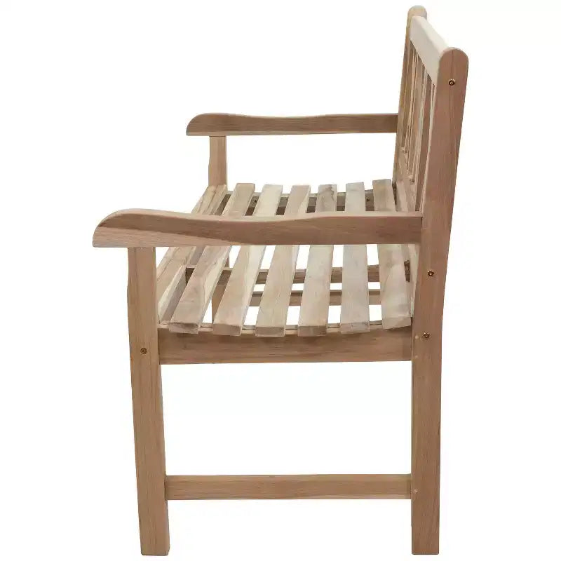 Banc de jardin d'extérieur en teck avec dossier croisé Sunnydaze pour 2 personnes