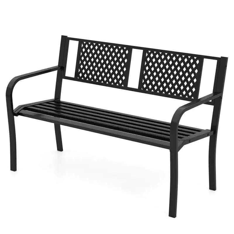 Banc d'extérieur Costway 50 pouces Banc de jardin avec dossier à motifs et accoudoirs incurvés