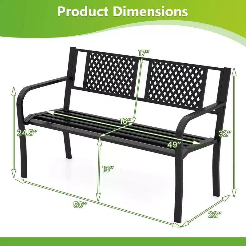 Banc d'extérieur Costway 50 pouces Banc de jardin avec dossier à motifs et accoudoirs incurvés