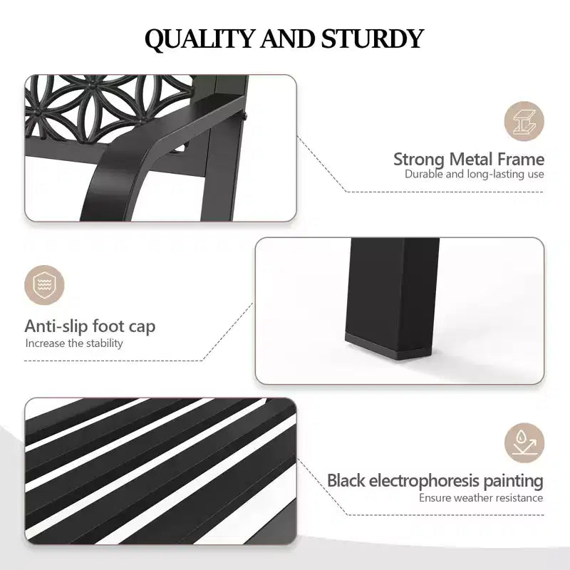 Karl Home | Banc d'extérieur en métal de 50 po (7 couleurs offertes)