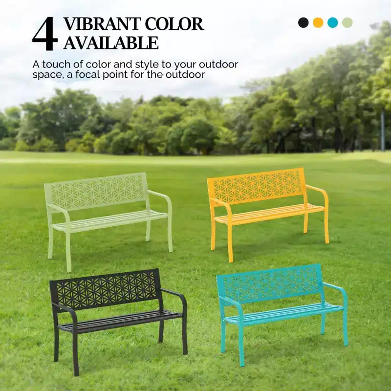 Karl Home | Banc d'extérieur en métal de 50 po (7 couleurs offertes)