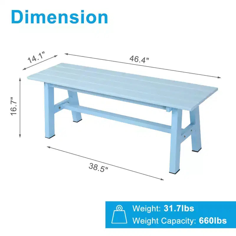 Banc de patio en PEHD de 119,38 cm avec pieds en métal Karl Home