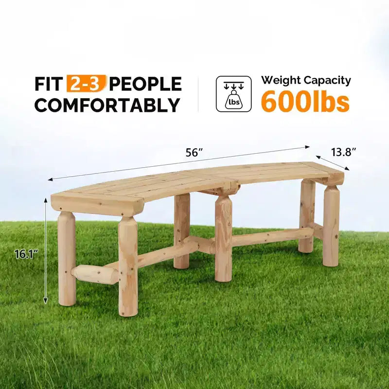 Banc d'extérieur courbé en sapin Karl Home | 142 cm | 2 places
