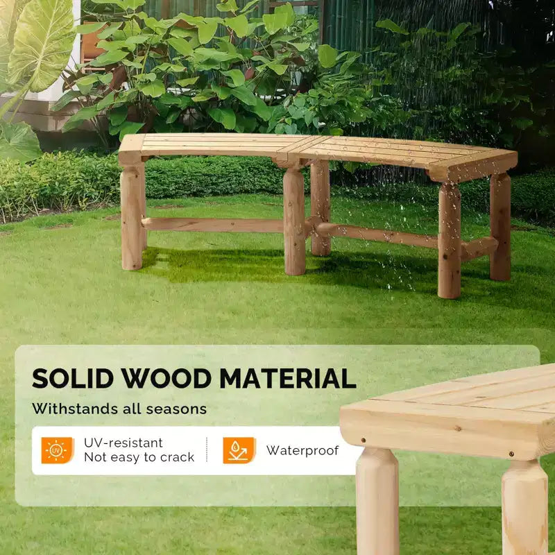 Banc d'extérieur courbé en sapin Karl Home | 142 cm | 2 places