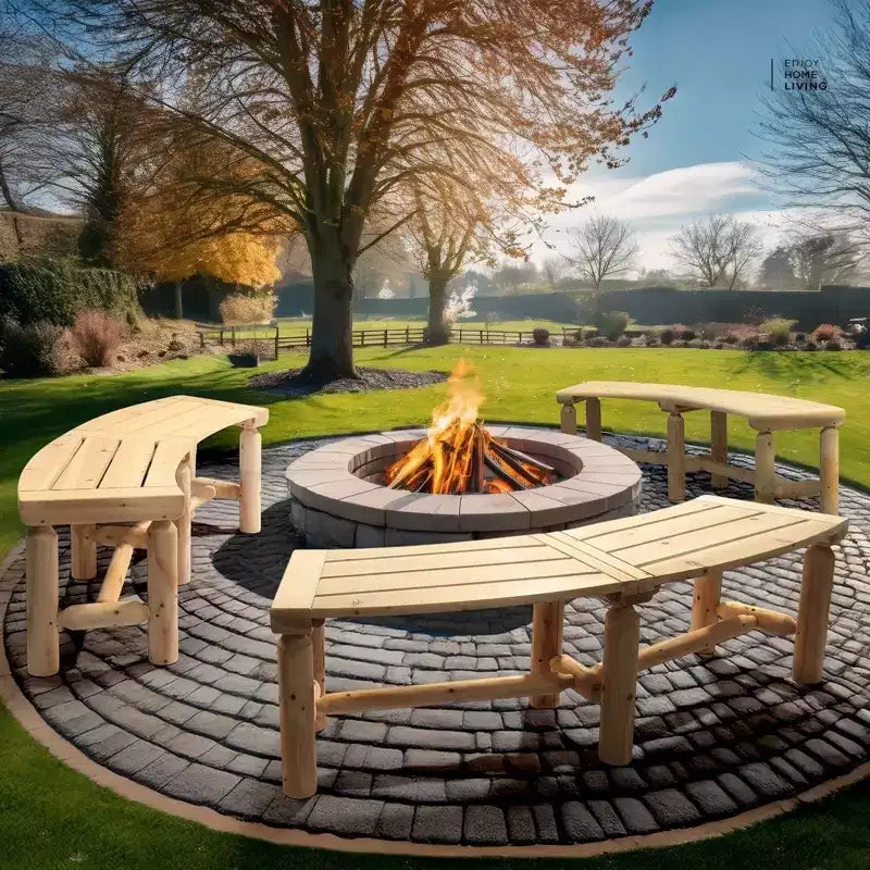 Banc d'extérieur courbé en sapin Karl Home | 142 cm | 2 places