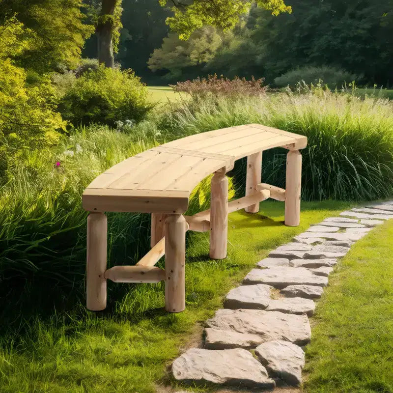 Banc d'extérieur courbé en sapin Karl Home | 142 cm | 2 places