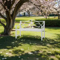 Outdoor Garden Bench Patio Seat Park Bench Armchair with Durable Metal Frame, White - ModernLuxe