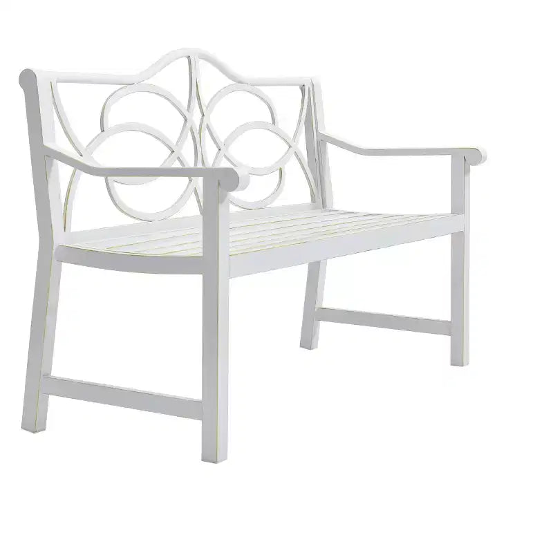 Banc de jardin extérieur, banquette de patio, banc de parc, fauteuil avec cadre métallique durable, blanc - ModernLuxe