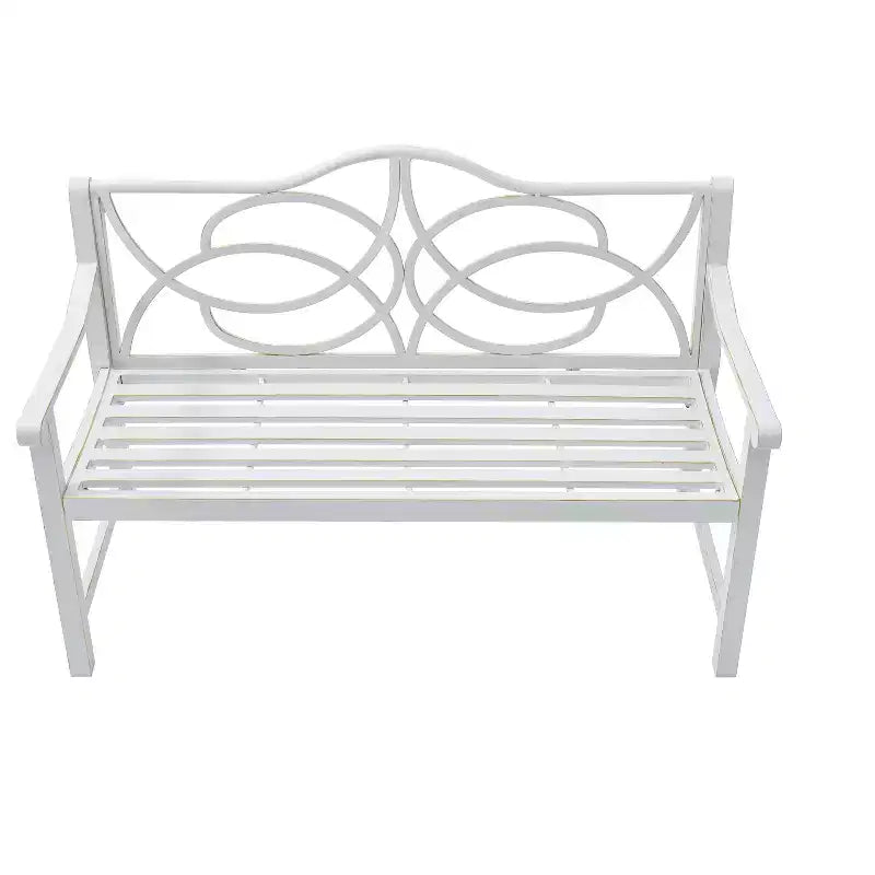Banc de jardin extérieur, banquette de patio, banc de parc, fauteuil avec cadre métallique durable, blanc - ModernLuxe
