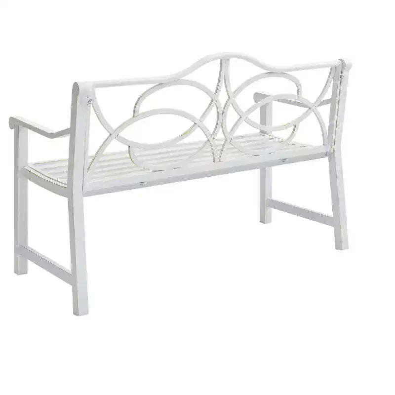 Banc de jardin extérieur, banquette de patio, banc de parc, fauteuil avec cadre métallique durable, blanc - ModernLuxe