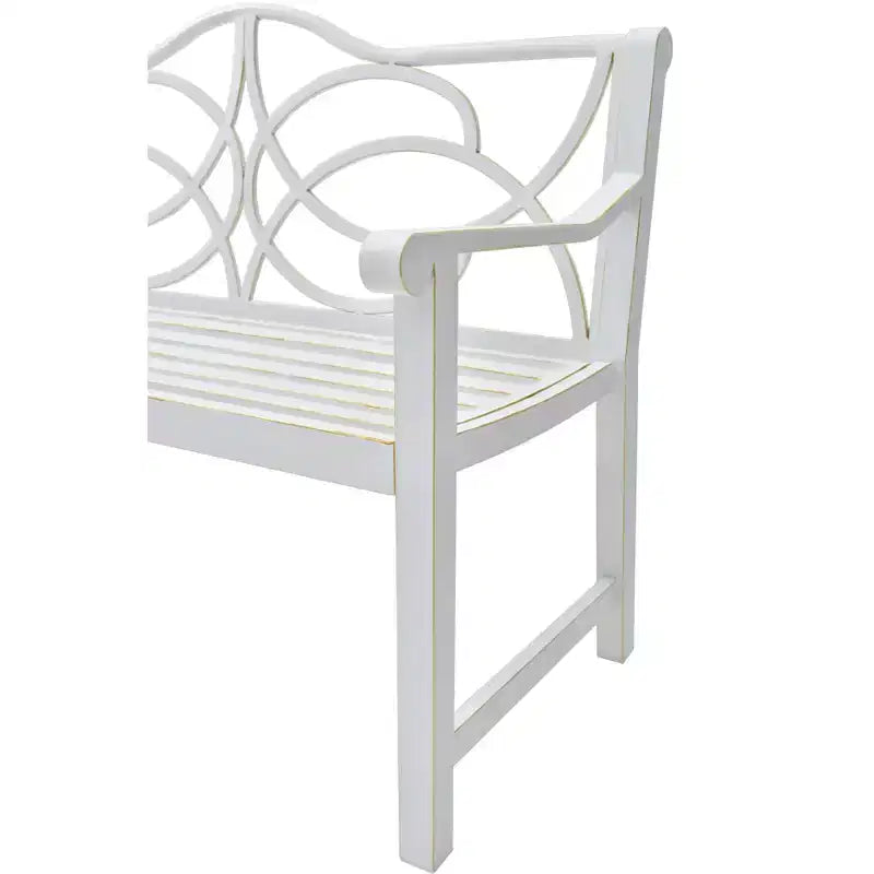 Banc de jardin extérieur, banquette de patio, banc de parc, fauteuil avec cadre métallique durable, blanc - ModernLuxe