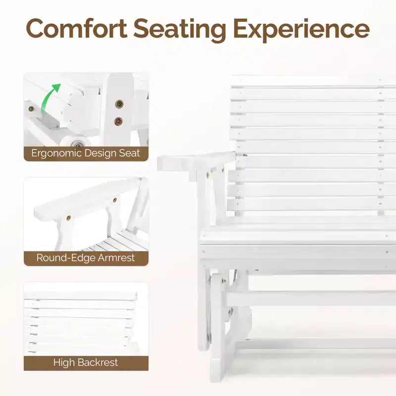 Karl Home | Banc-balançoire de patio en bois massif de 48 po avec porte-gobelet