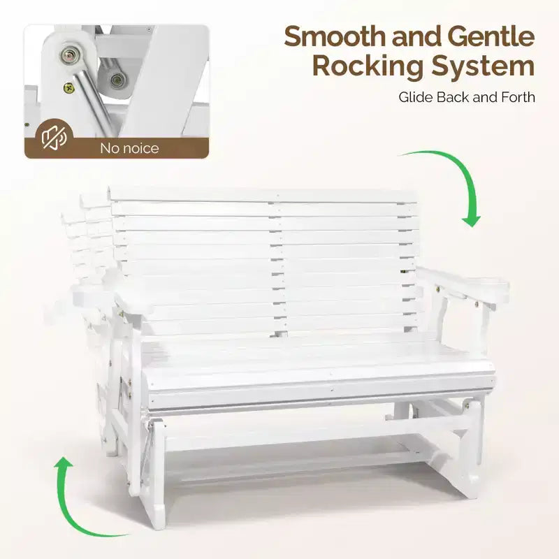 Karl Home | Banc-balançoire de patio en bois massif de 48 po avec porte-gobelet