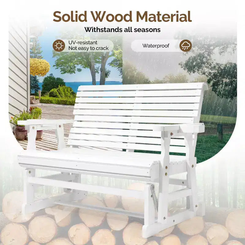 Karl Home | Banc-balançoire de patio en bois massif de 48 po avec porte-gobelet