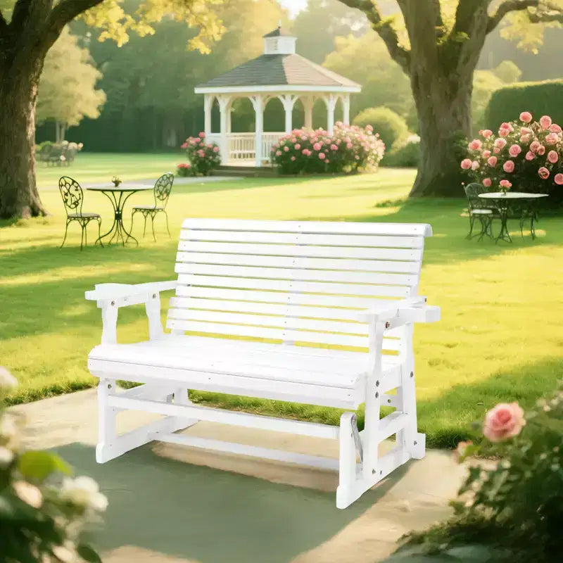 Karl Home | Banc-balançoire de patio en bois massif de 48 po avec porte-gobelet