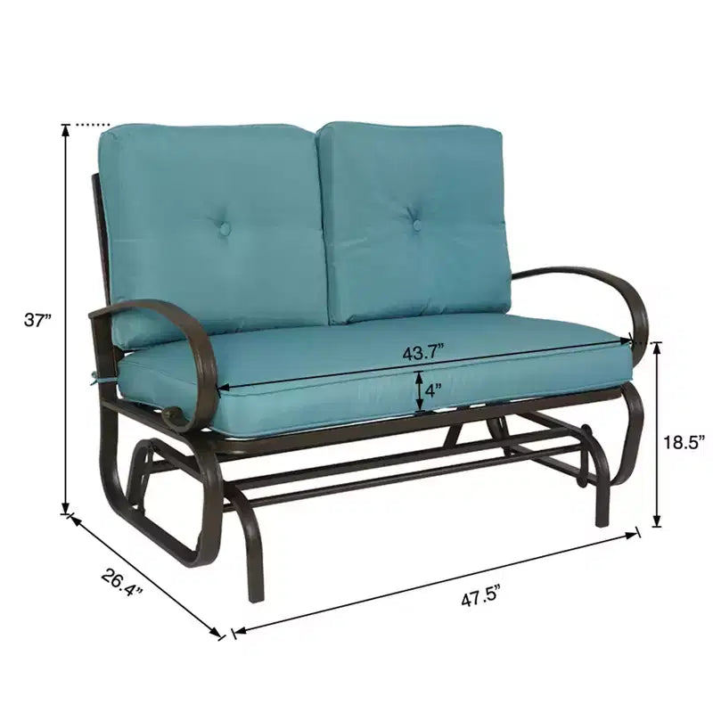 Banc planeur de patio Kozyard Cozy – Causeuse à bascule d'extérieur avec un cadre robuste et des sièges rembourrés confortables, parfaite pour le patio ou le porche.