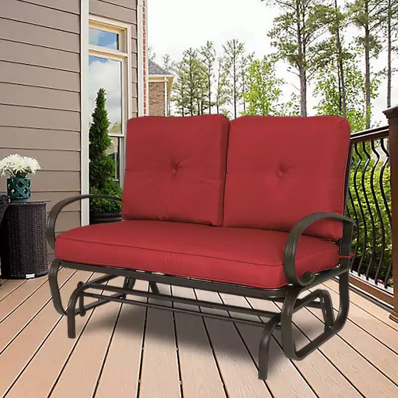 Banc planeur de patio Kozyard Cozy – Causeuse à bascule d'extérieur avec un cadre robuste et des sièges rembourrés confortables, parfaite pour le patio ou le porche.