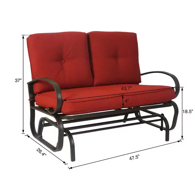 Banc planeur de patio Kozyard Cozy – Causeuse à bascule d'extérieur avec un cadre robuste et des sièges rembourrés confortables, parfaite pour le patio ou le porche.