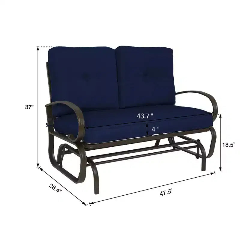 Banc planeur de patio Kozyard Cozy – Causeuse à bascule d'extérieur avec un cadre robuste et des sièges rembourrés confortables, parfaite pour le patio ou le porche.
