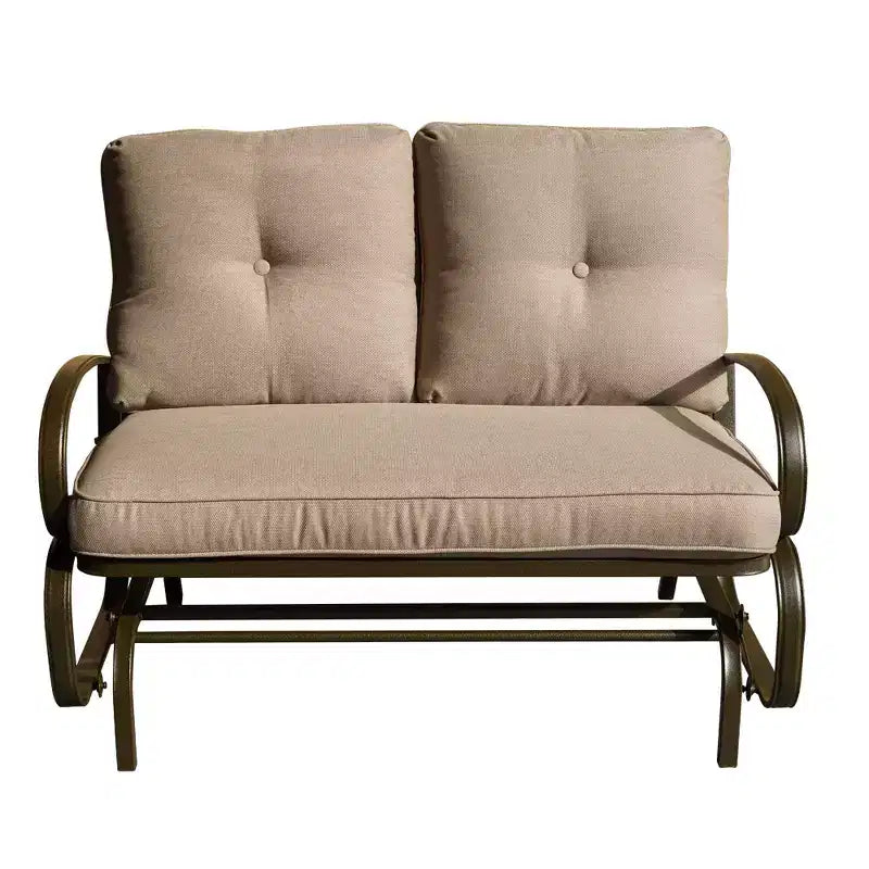 Banc planeur de patio Kozyard Cozy – Causeuse à bascule d'extérieur avec un cadre robuste et des sièges rembourrés confortables, parfaite pour le patio ou le porche.