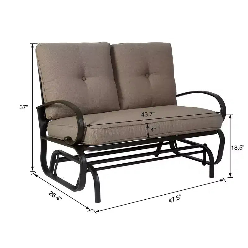 Banc planeur de patio Kozyard Cozy – Causeuse à bascule d'extérieur avec un cadre robuste et des sièges rembourrés confortables, parfaite pour le patio ou le porche.
