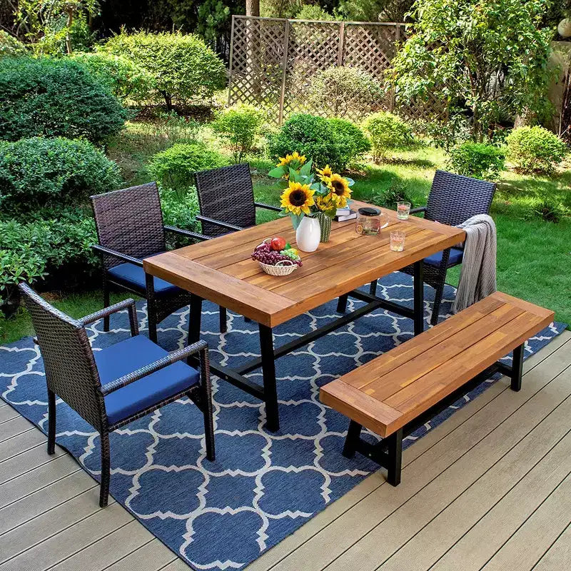 Banc long et étroit en acacia, sans dossier, résistant aux intempéries, pour patio ou jardin, par Captiva Designs