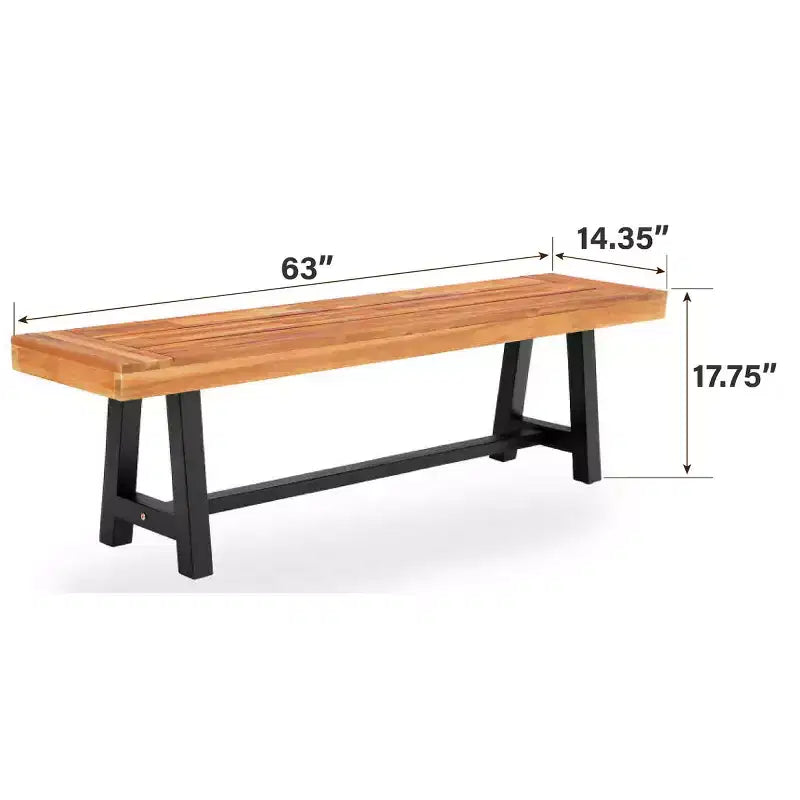 Banc long et étroit en acacia, sans dossier, résistant aux intempéries, pour patio ou jardin, par Captiva Designs