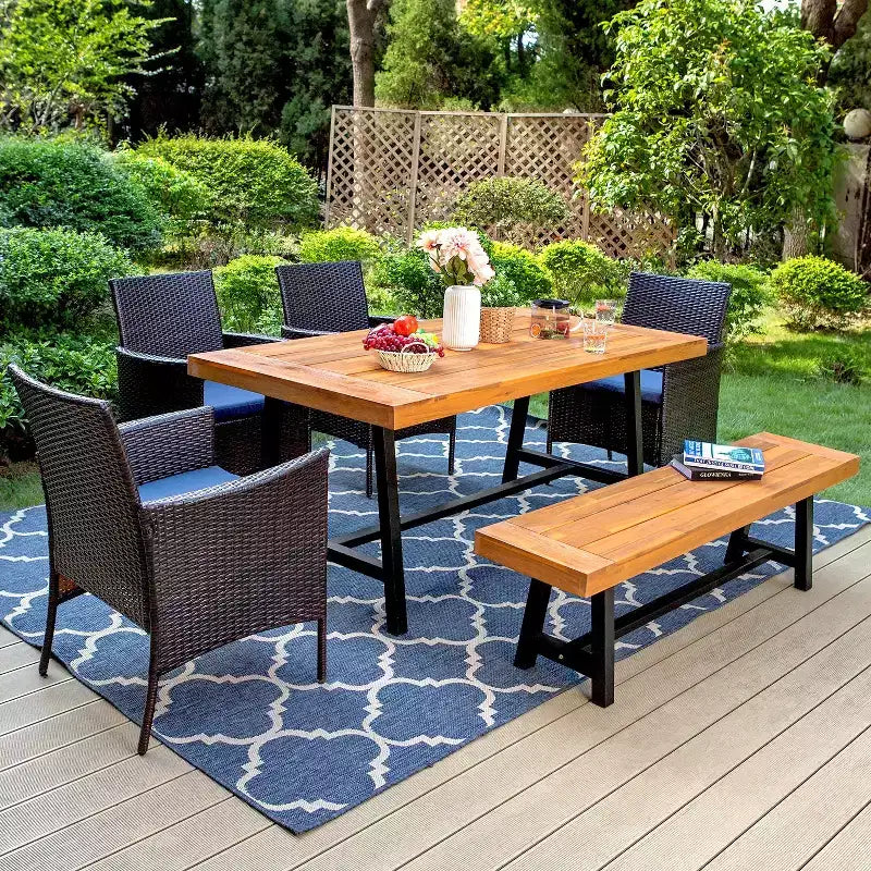 Banc long et étroit en acacia, sans dossier, résistant aux intempéries, pour patio ou jardin, par Captiva Designs