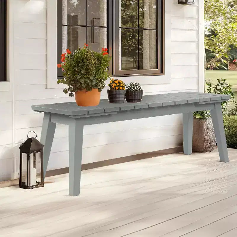 Banc en bois d'extérieur VINGLI, banc de salle à manger sans dossier pour 2 personnes de 45 pouces, banc de patio extérieur résistant aux intempéries pour véranda, entrée, jardin (1, Gris)