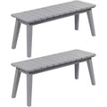 VINGLI Outdoor Wooden Bench, 45 2-Person Backless Dining Bench Set of 2, Weatherproof Outdoor Patio Bench for Porch Entryway Garden (2, Gray)