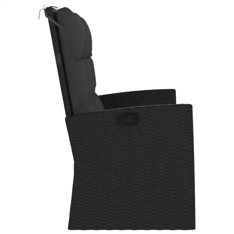 vidaXL Causeuse d'extérieur Banc de jardin en rotin avec coussins Noir Résine tressée