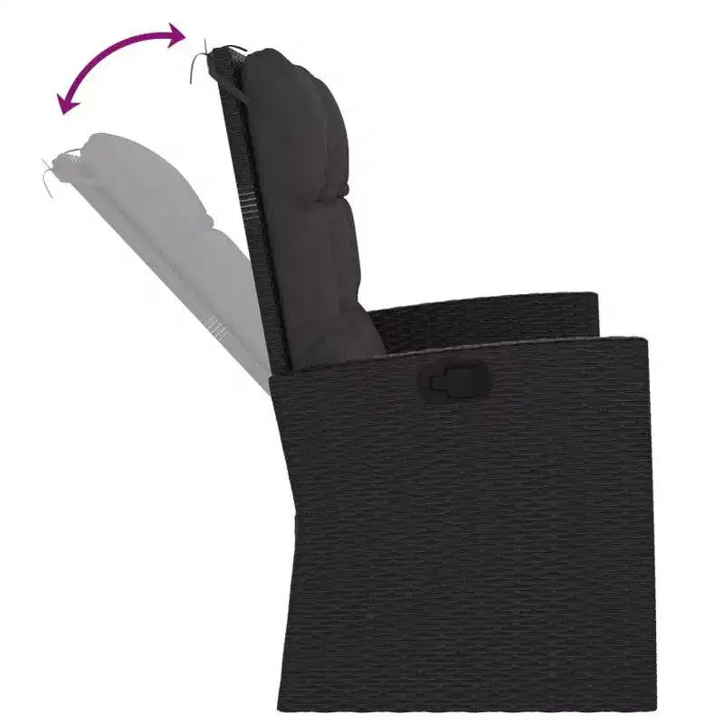 vidaXL Causeuse d'extérieur Banc de jardin en rotin avec coussins Noir Résine tressée