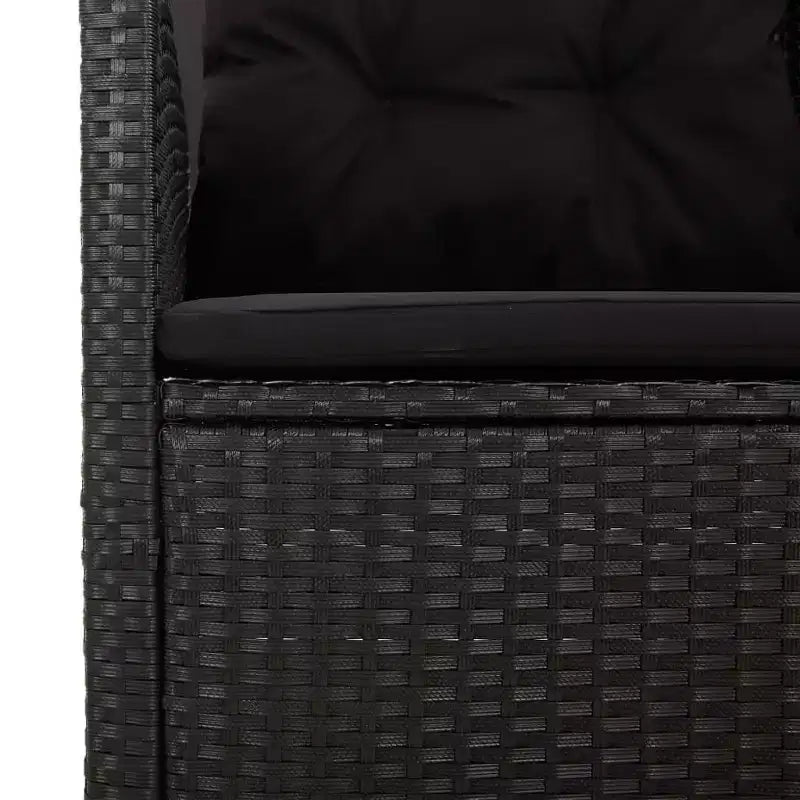 vidaXL Causeuse d'extérieur Banc de jardin en rotin avec coussins Noir Résine tressée