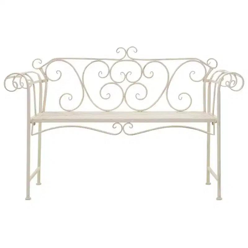 vidaXL Patio Bench Metal Scrolling Garden Bench Chair Metal Antique White